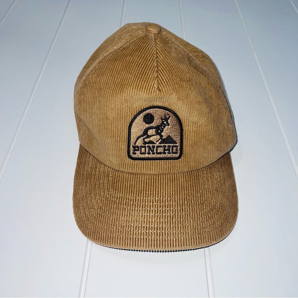 Poncho Corduroy Baseball Cap Tan Brown Logo Hat 100% Cotton Outdoor